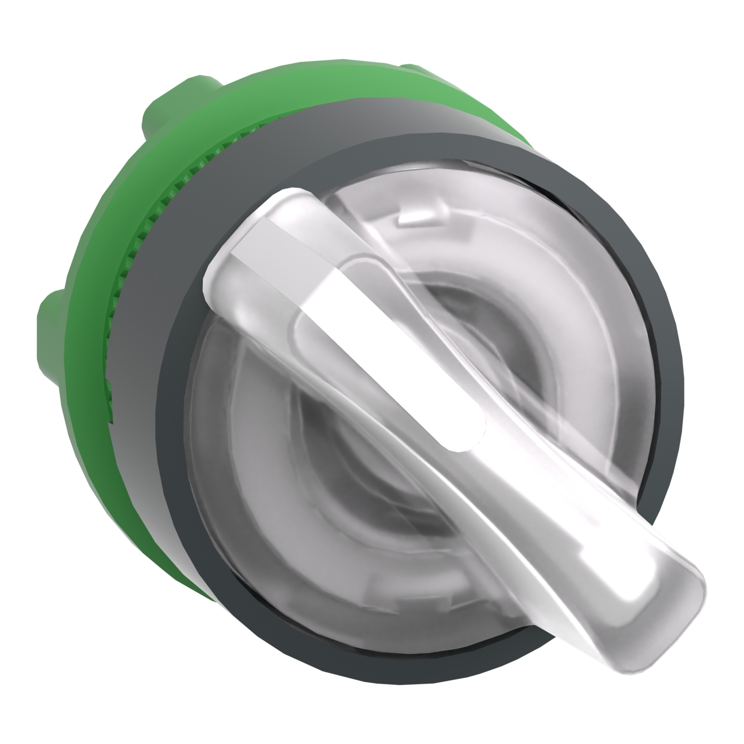 Head for illuminated selector switch, Harmony XB5, dark grey plastic, white handle, 22mm, universal LED, 2 positions