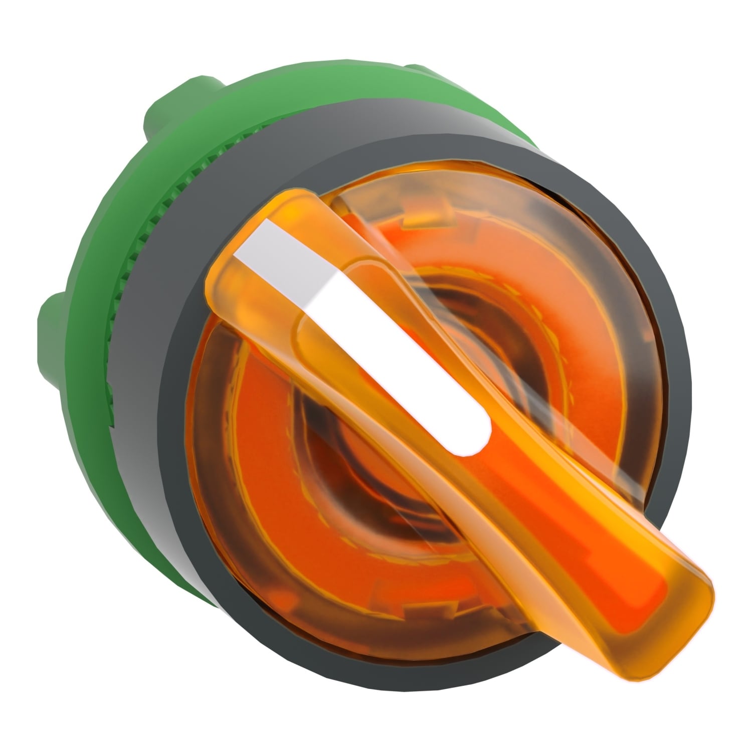 Head for illuminated selector switch, Harmony XB5, dark grey plastic, orange handle, 22mm, universal LED, 2 positions