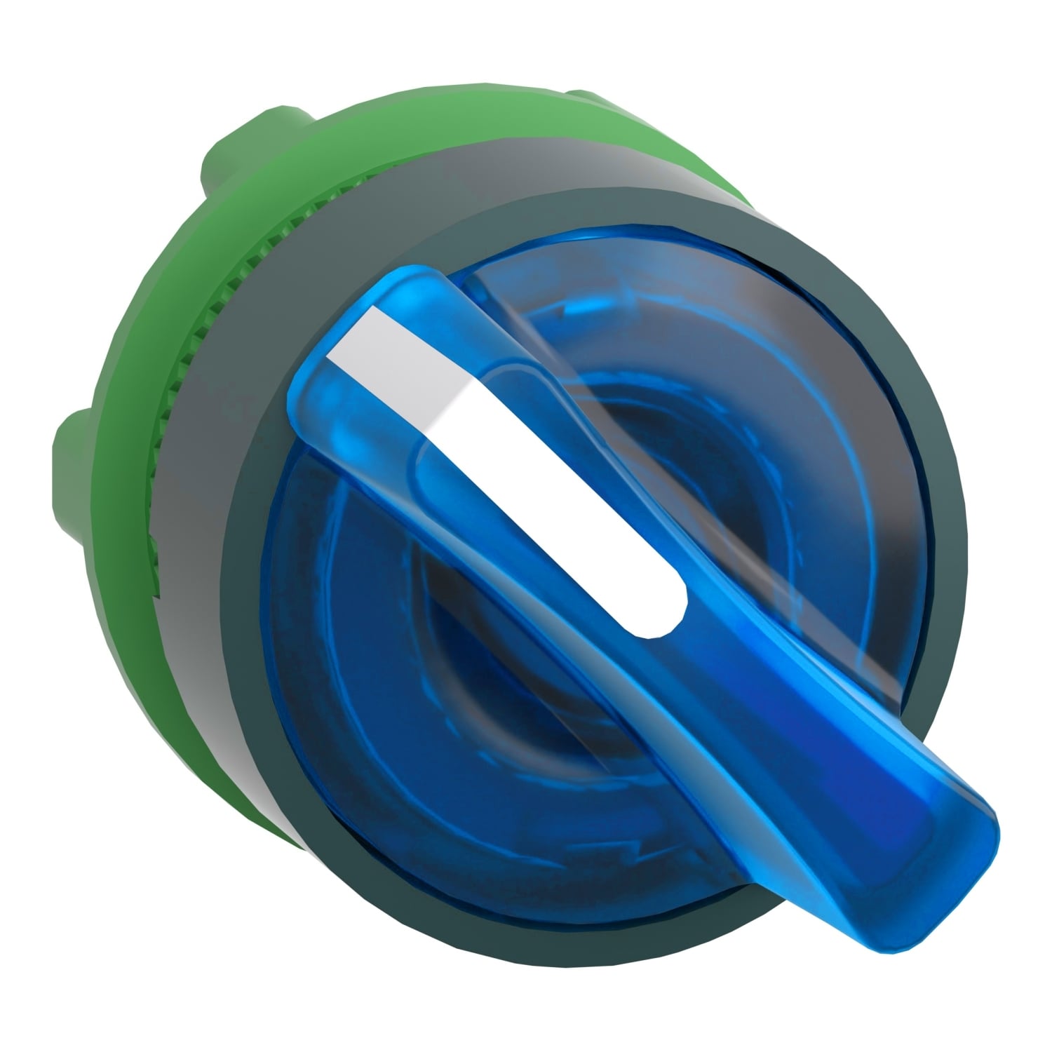 Head for illuminated selector switch, Harmony XB5, dark grey plastic, blue handle, 22mm, universal LED, 2 positions