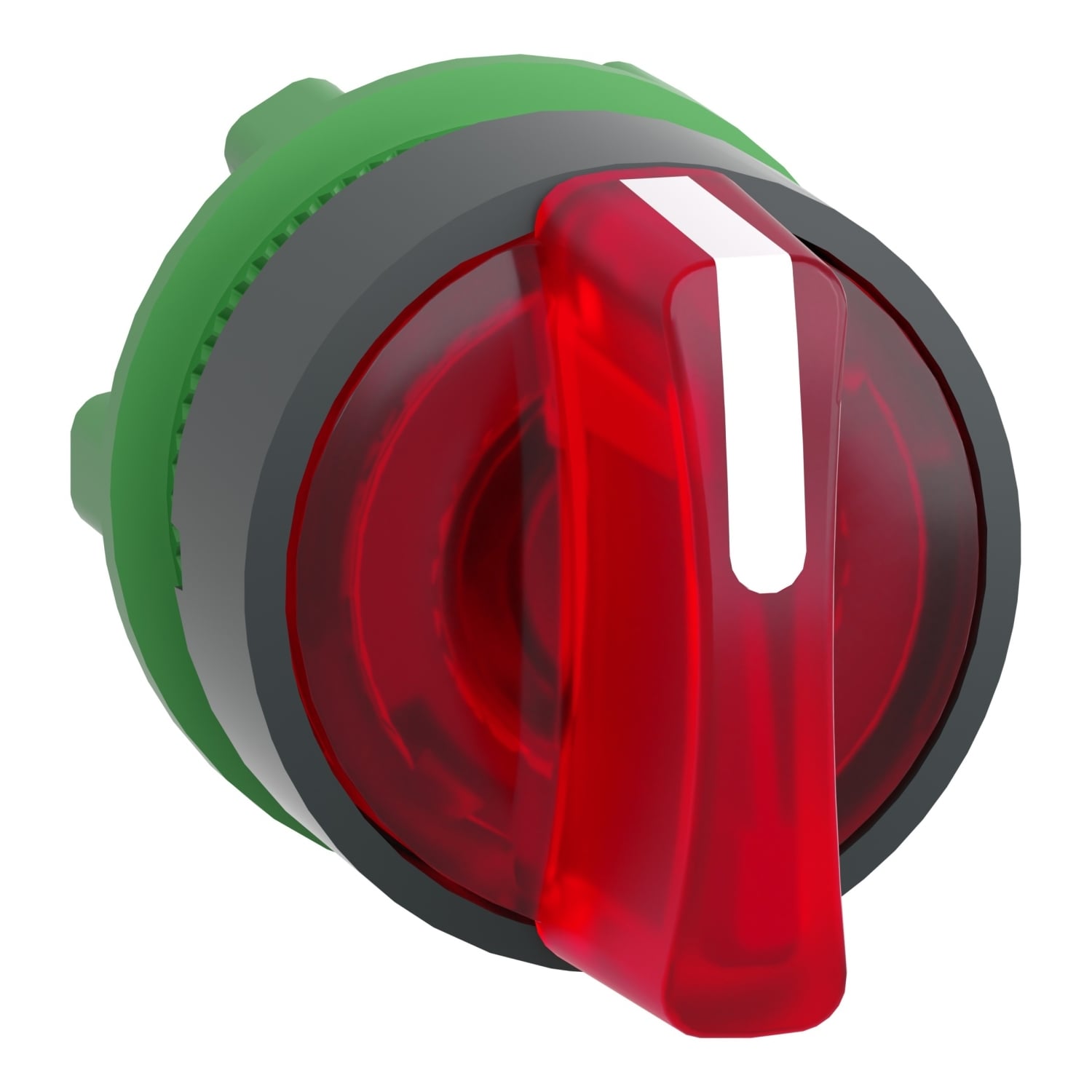 Head for illuminated selector switch, Harmony XB5, universal LED,  red handle, 22mm, 3 positions, stay put