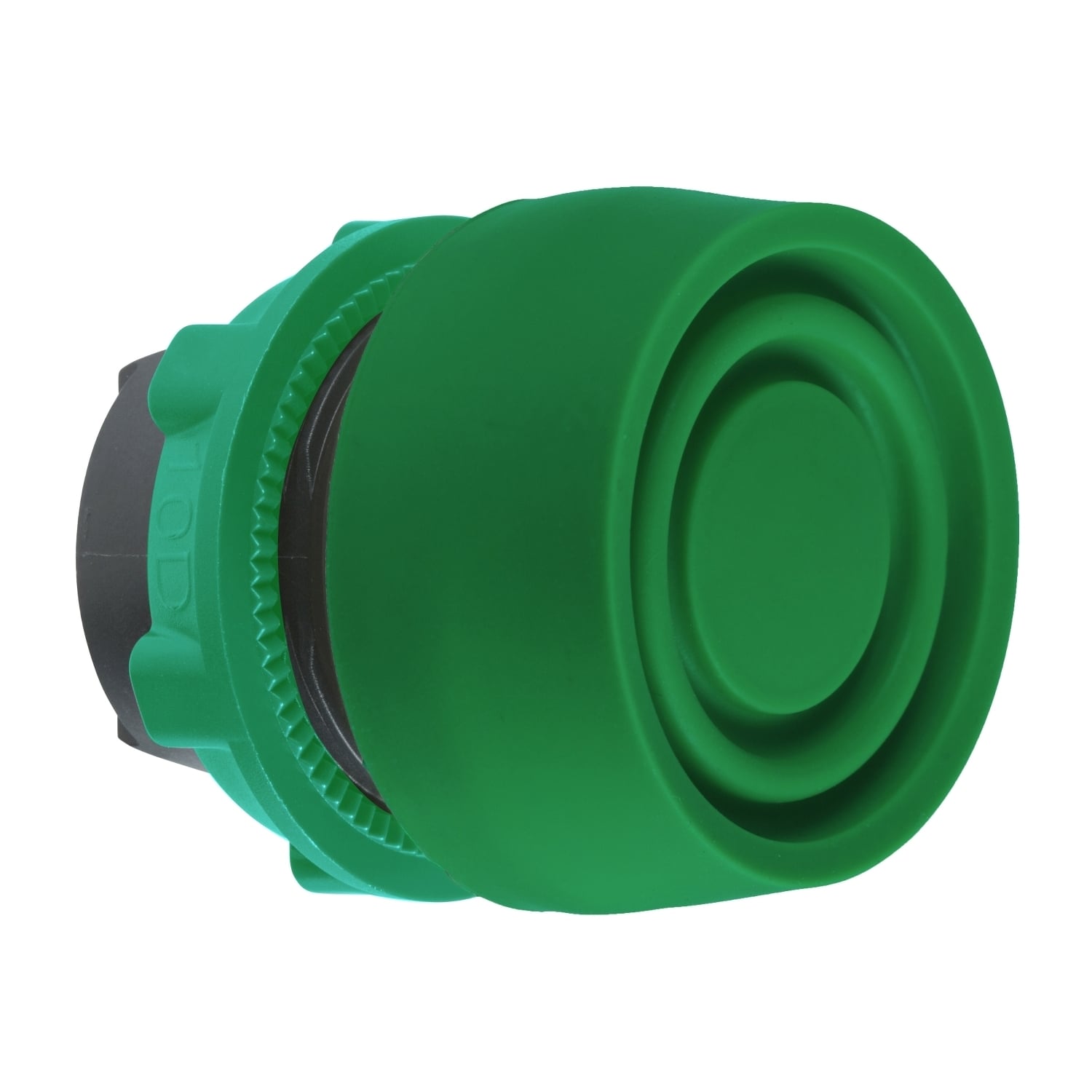 Head for non illuminated push button, Harmony XB5, plastic, flush, green, 22mm, spring return, coloured boot, unmarked
