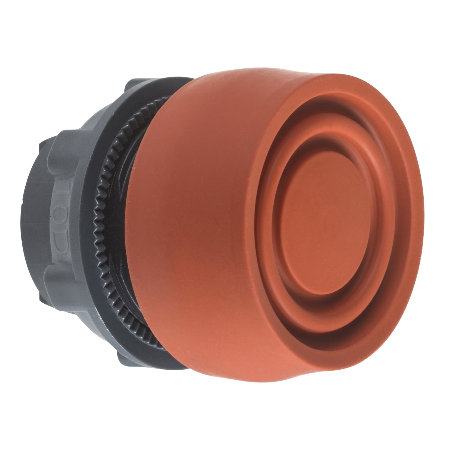 Head for non illuminated push button, Harmony XB5, plastic, flush, red, 22mm, spring return, coloured boot, unmarked