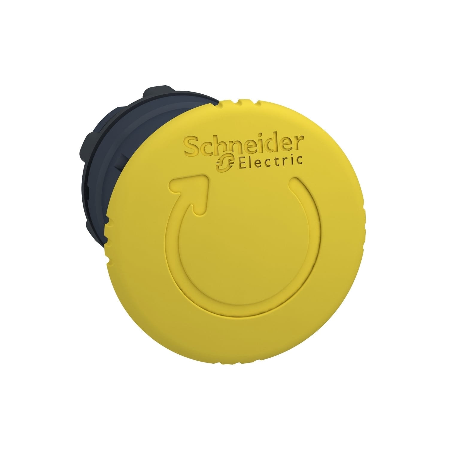 Mushroom push button head 40mm, Harmony XB5, plastic, yellow, 22mm, latching turn realease