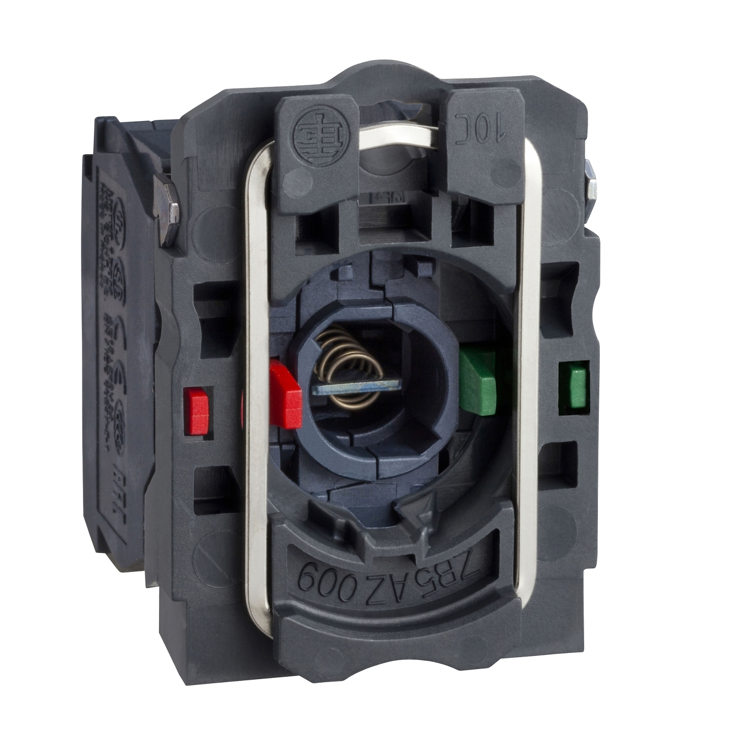 Light block with body fixing collar, Harmony XB5, plastic, blue, for BA9s bulb, lt 250V, 1NO+1NC