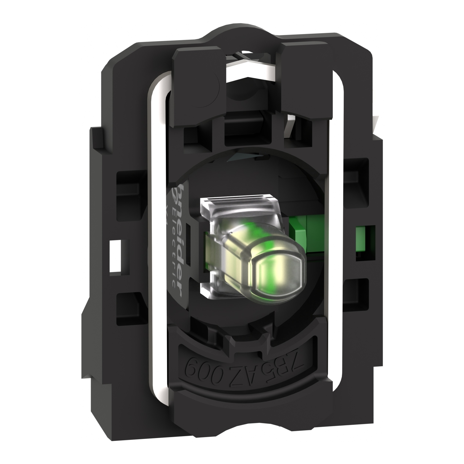 Complete body contact assembly and light block, Harmony XB5, plastic, universal LED, body fixing collar, 1NO, 24V AC DC