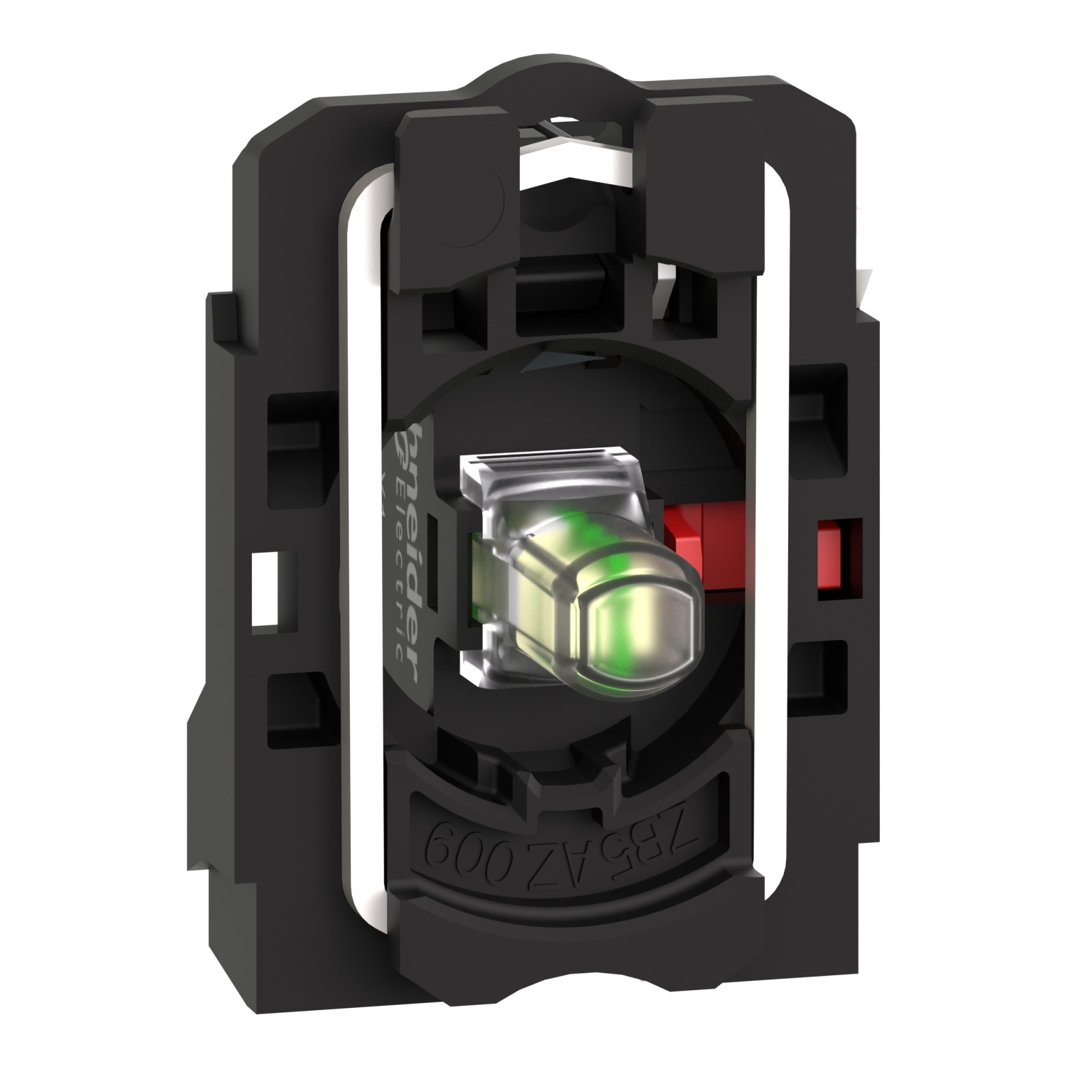 Complete body contact assembly and light block, Harmony XB5, XB4, with body fixing collar, universal LED, 24V 1NC