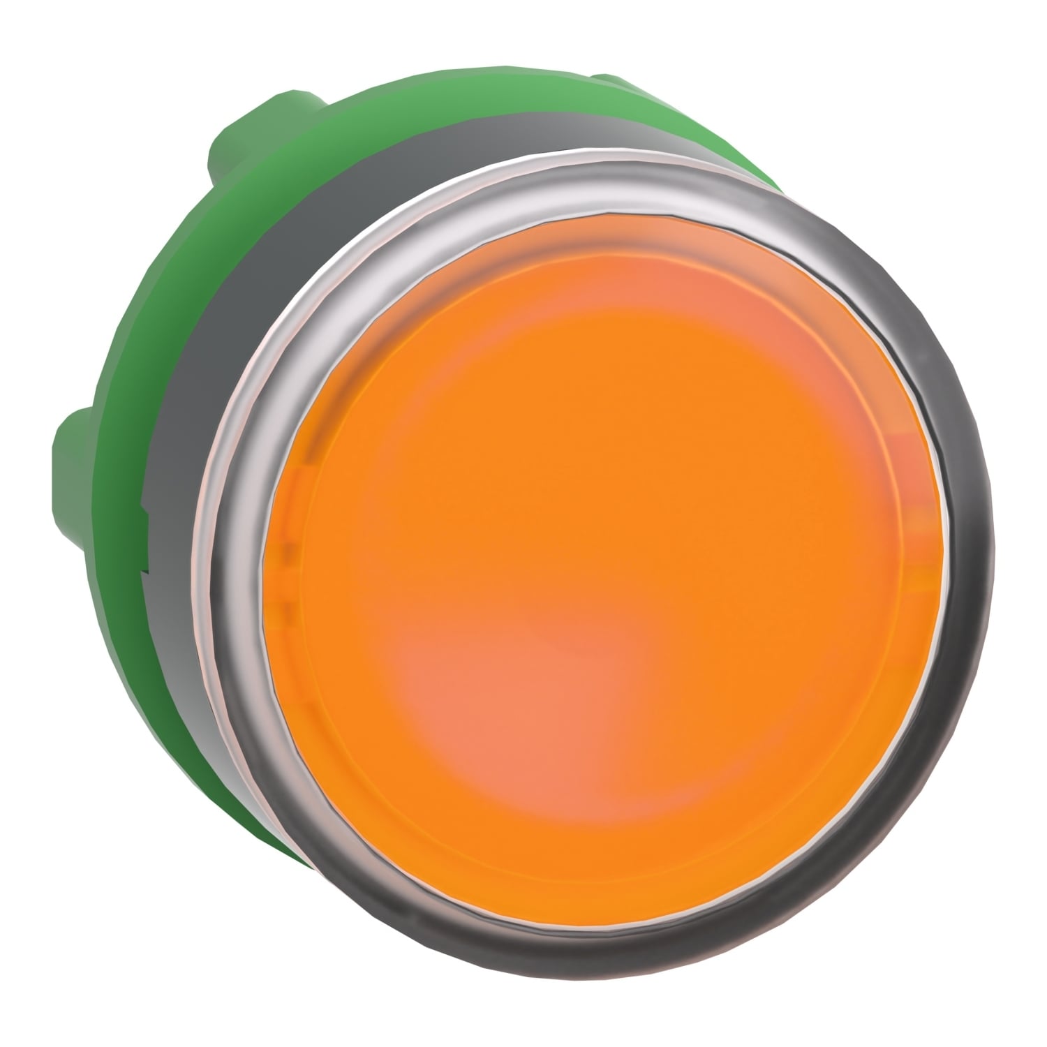 Head for illuminated push button, Harmony XB5, plastic, orange flush, 22mm, universal LED, spring return, plain lens