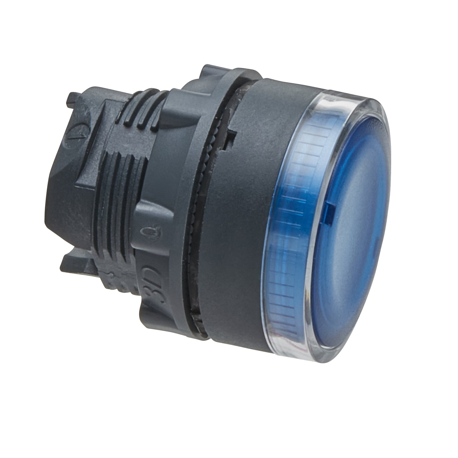 Head for illuminated push button, Harmony XB5, blue flush, 22mm, BA9s bulb, spring return, unmarked