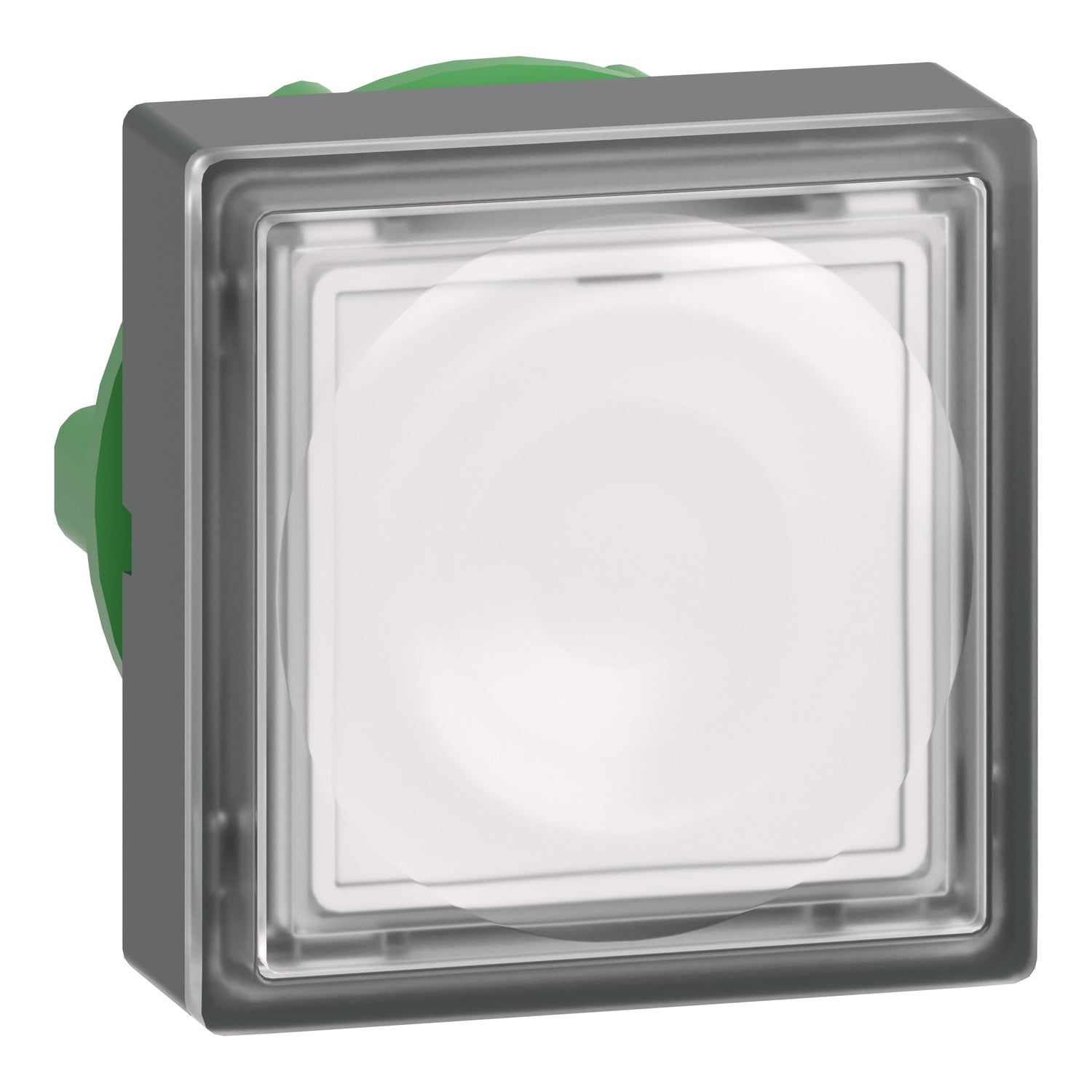 Head for illuminated push button, Harmony XB5, plastic, white square flush, 22mm, universal LED, for insertion of legend