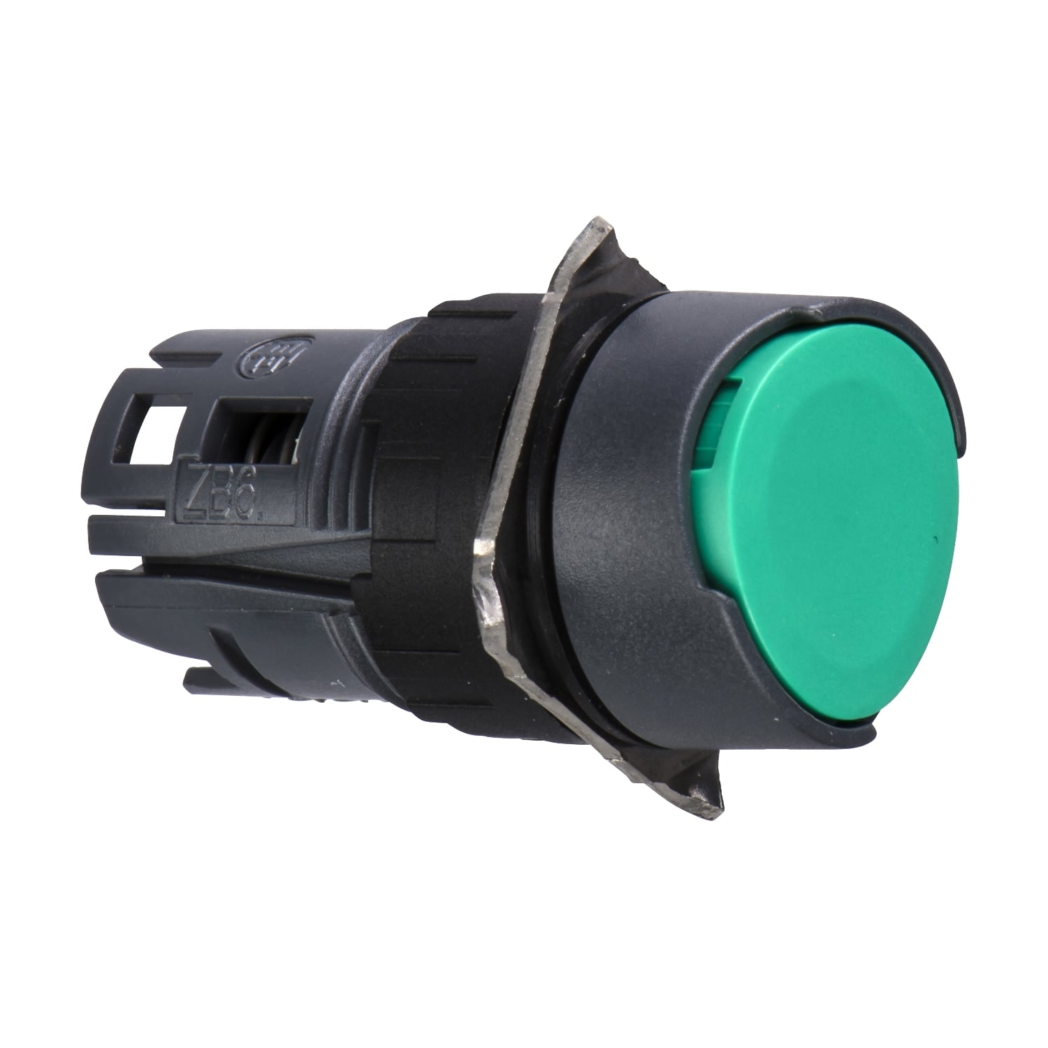 Head for non illuminated push button, Harmony XB6, green flush, 16mm, integral LED, spring return, unmarked