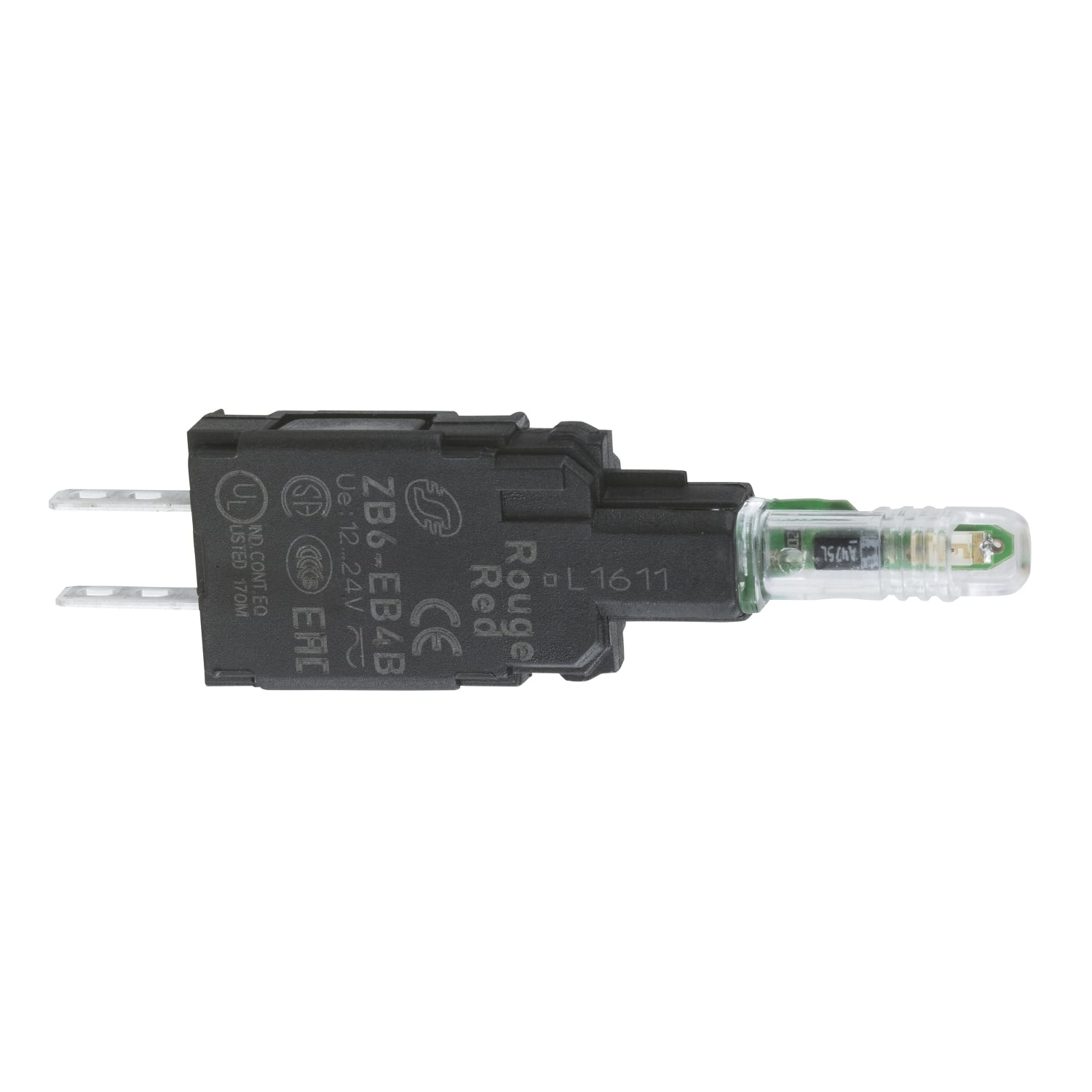 Complete body for pilot lights, Harmony XB6, white light block with body fixing collar with integral LED 12...24V