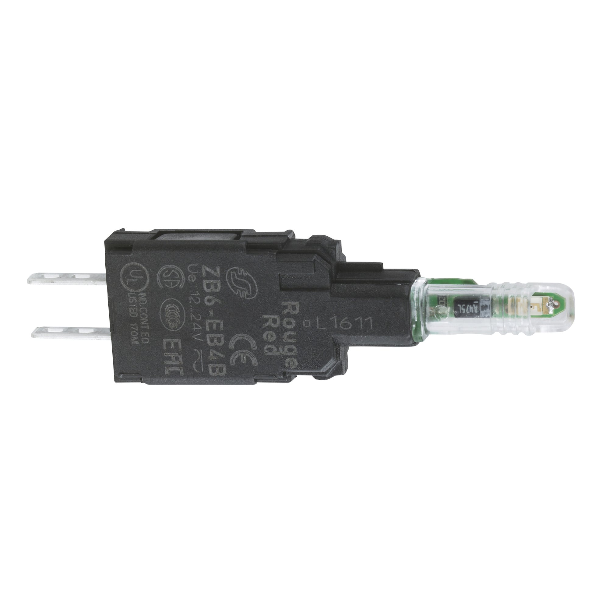 Complete body for pilot lights, Harmony XB6, red light block with body/fixing collar with integral LED 12...24 V