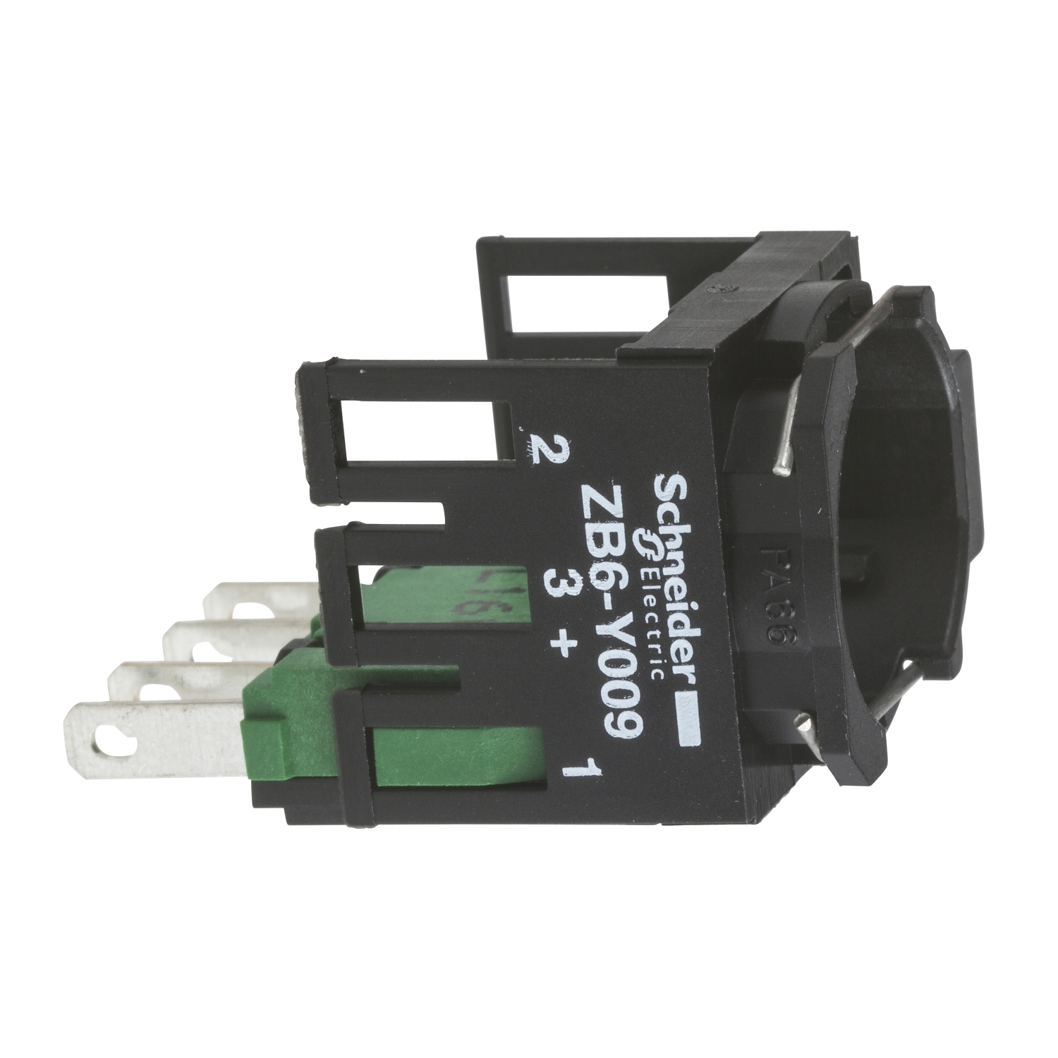 Complete body for push buttons or selector switches, Harmony XB6, single contact, with body fixing collar, faston connector, 1NC