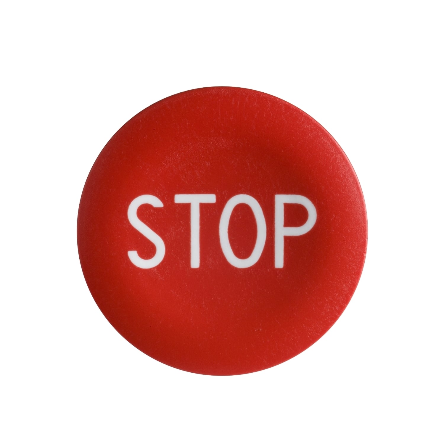 Cap for push button head, Harmony XB4, plastic, red, 22mm, white marked STOP