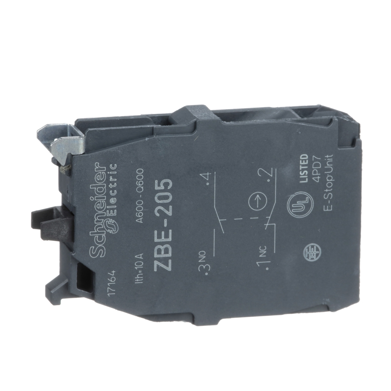 Harmony, 22mm Push Button, add on contact block, 1 NO and 1 NC, screw clamp terminal