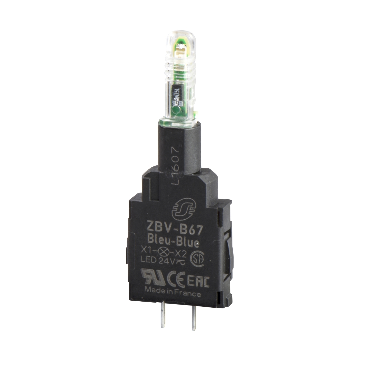 Light block, Harmony XB4, Harmony XB5, white, for head 22mm integral LED, pins for printed circuit board, 24V