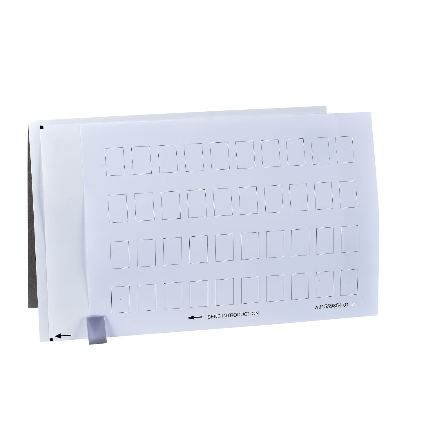 Sheet of 40 legends, Harmony XB4, unmarked,  18 x 27mm for legend holder 30 x 50mm