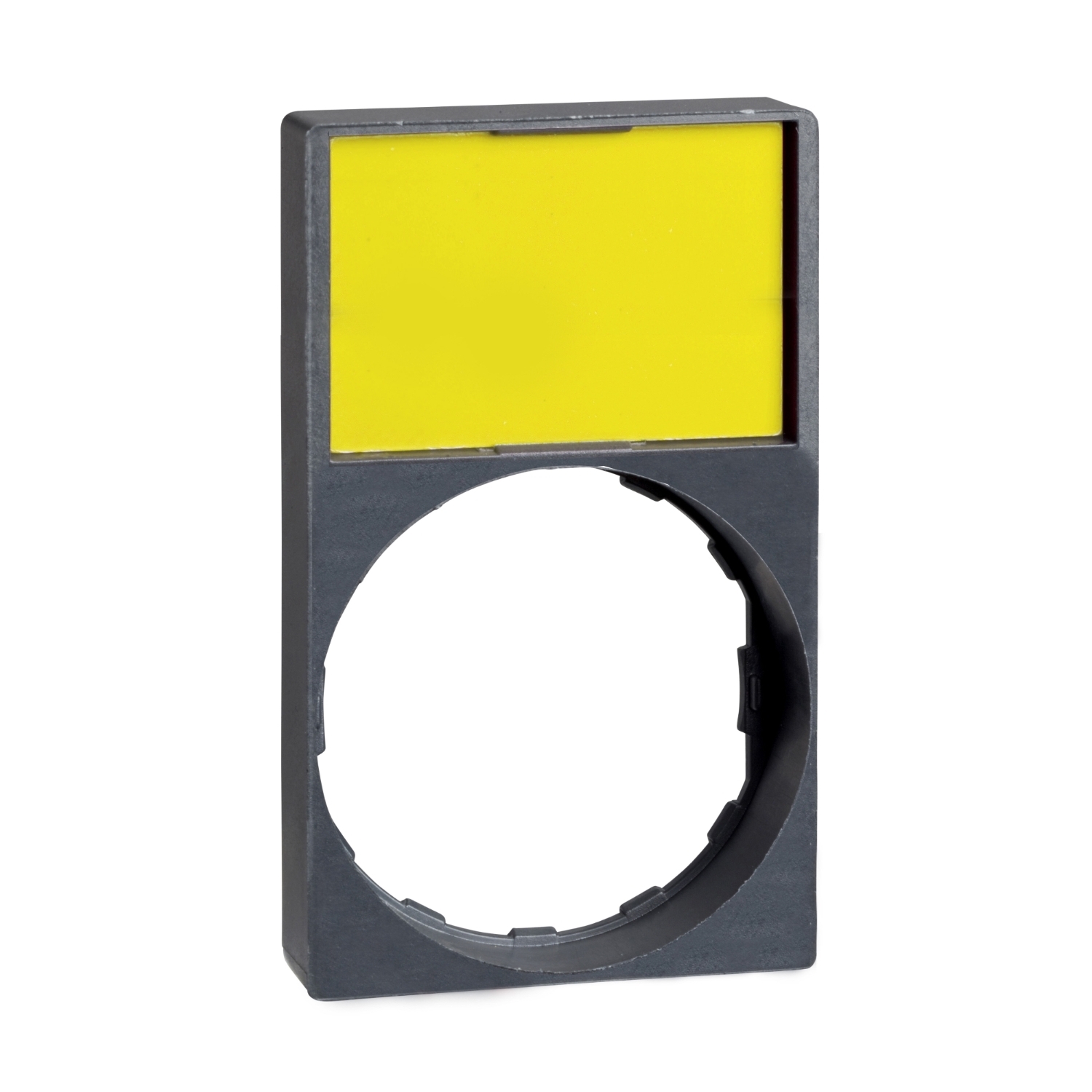 Legend holder, Harmony XB4, 30 x 50mm, for flush, plastic, grey, 8 x 27mm yellow blank legend, unmarked