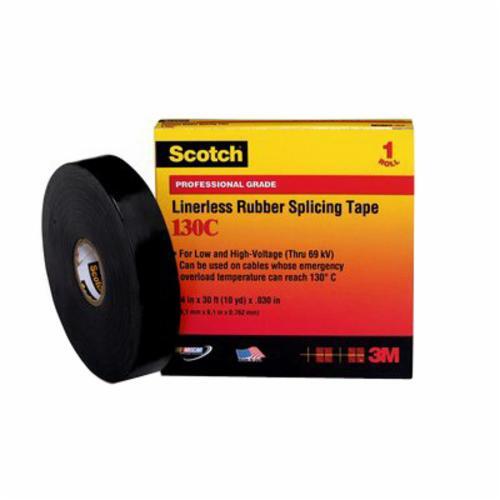 Scotch(R) Linerless Rubber Splicing Tape 130C-1-1/2x30FT, 1 1/2 in x 30 ft (38 mm x 9,1 m), 12 per case