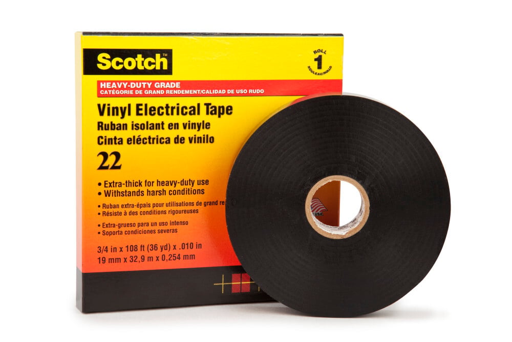 7000042539 Scotch Heavy Duty Vinyl Electrical Tape 22, 1 inch x 36 yd, Black