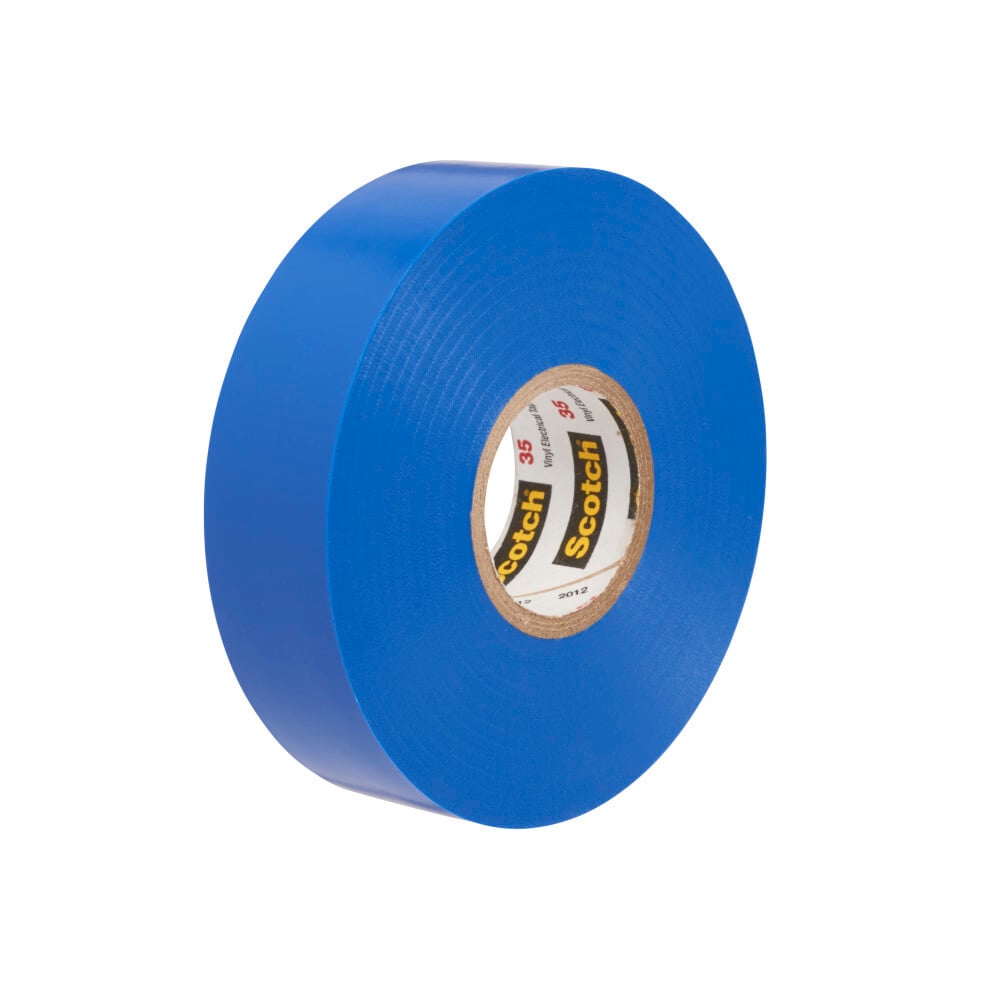 7000132637 Scotch Vinyl Color Coding Electrical Tape 35, 1/2 inch x 20 ft, Blue