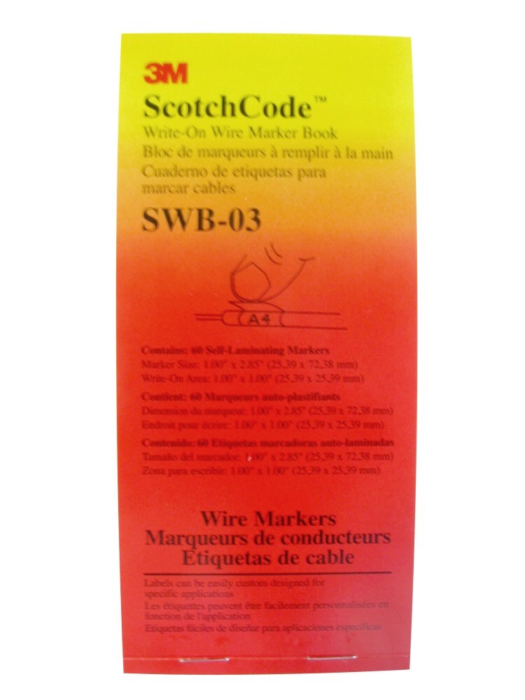 3M(TM) ScotchCode(TM) Write On Wire Marker Book SWB-3, Wire O.D. 0.32 to 0.58 inches