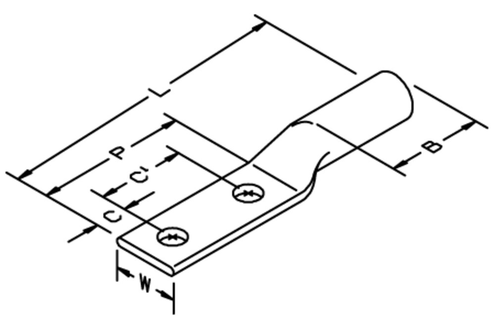 3M(TM) Scotchlok(TM) Copper Two Hole Long Barrel Lug 31122 Purple, 4 AWG, 25 per case