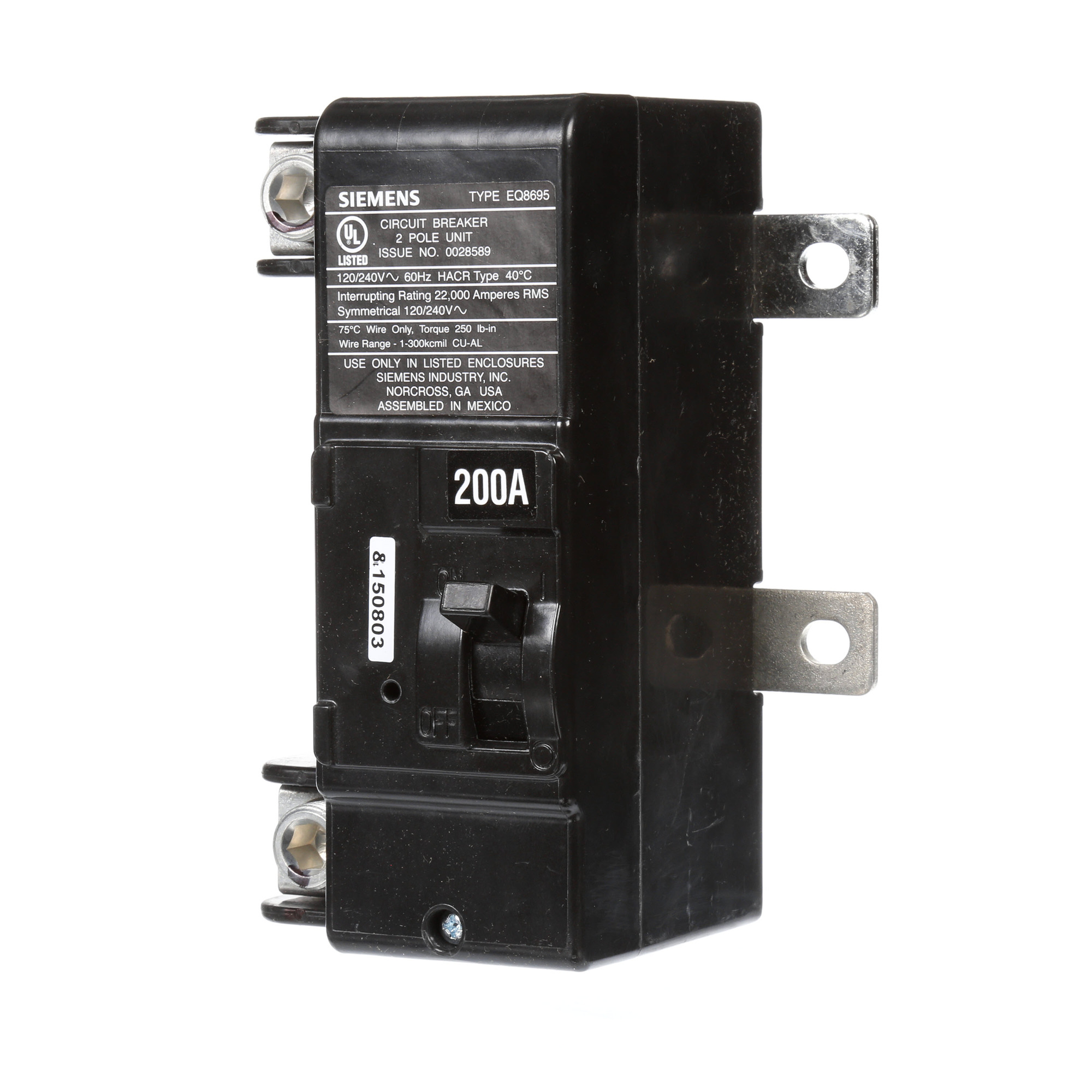  Low Voltage Residential Circuit Breakers Main Breakers - Family G Mainsare Circuit Protection Load Center Mains, Feeders, and Miniature Circuit Breakers. Load center conversion kit 1-Phase main breaker.. Rated (200 - 225A) AIR 22 KA.
