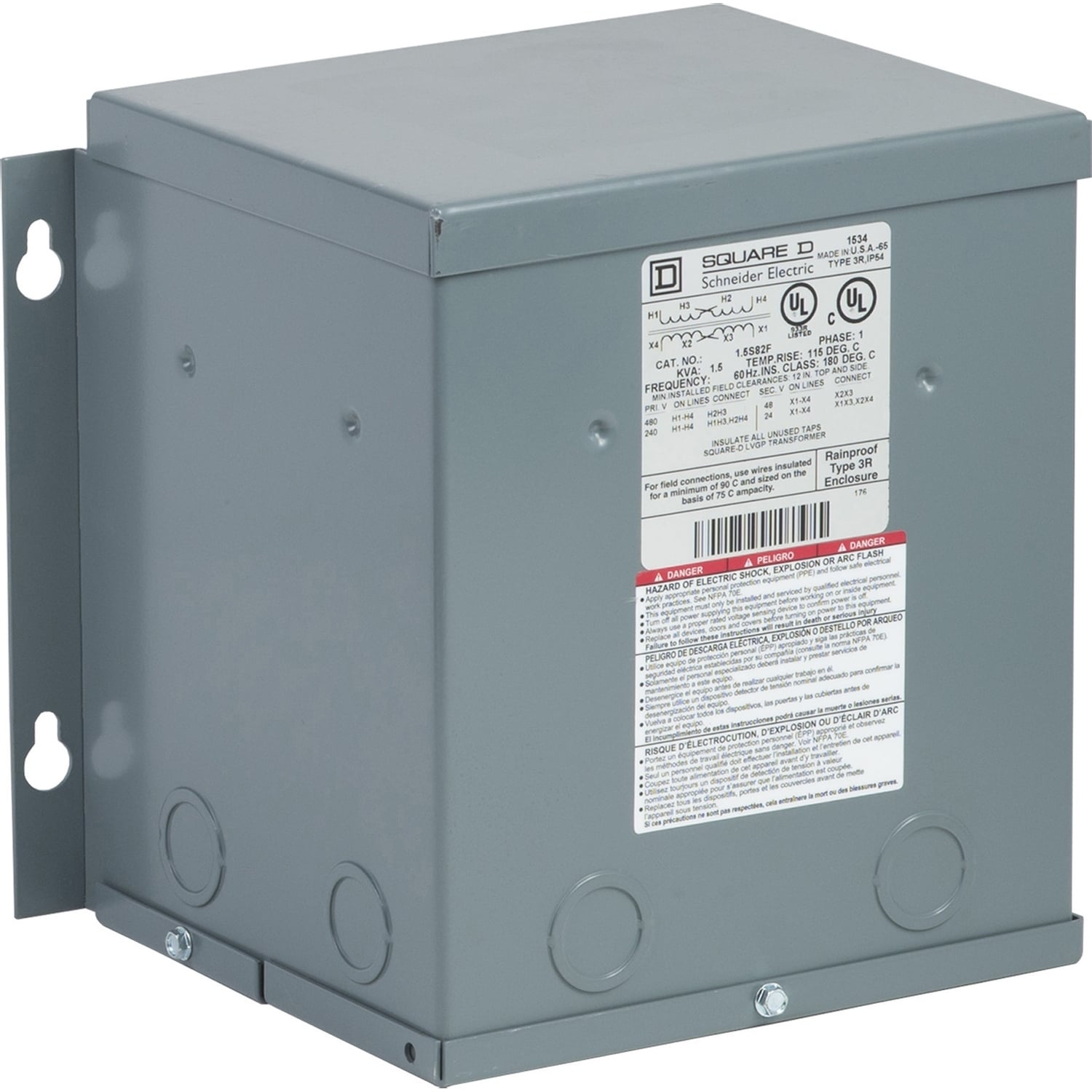 Transformer, buck boost, encapsulated, 1.5kVA, 1 phase, 240x480V primary, 24/48V secondary, NEMA 3R, 115C rise
