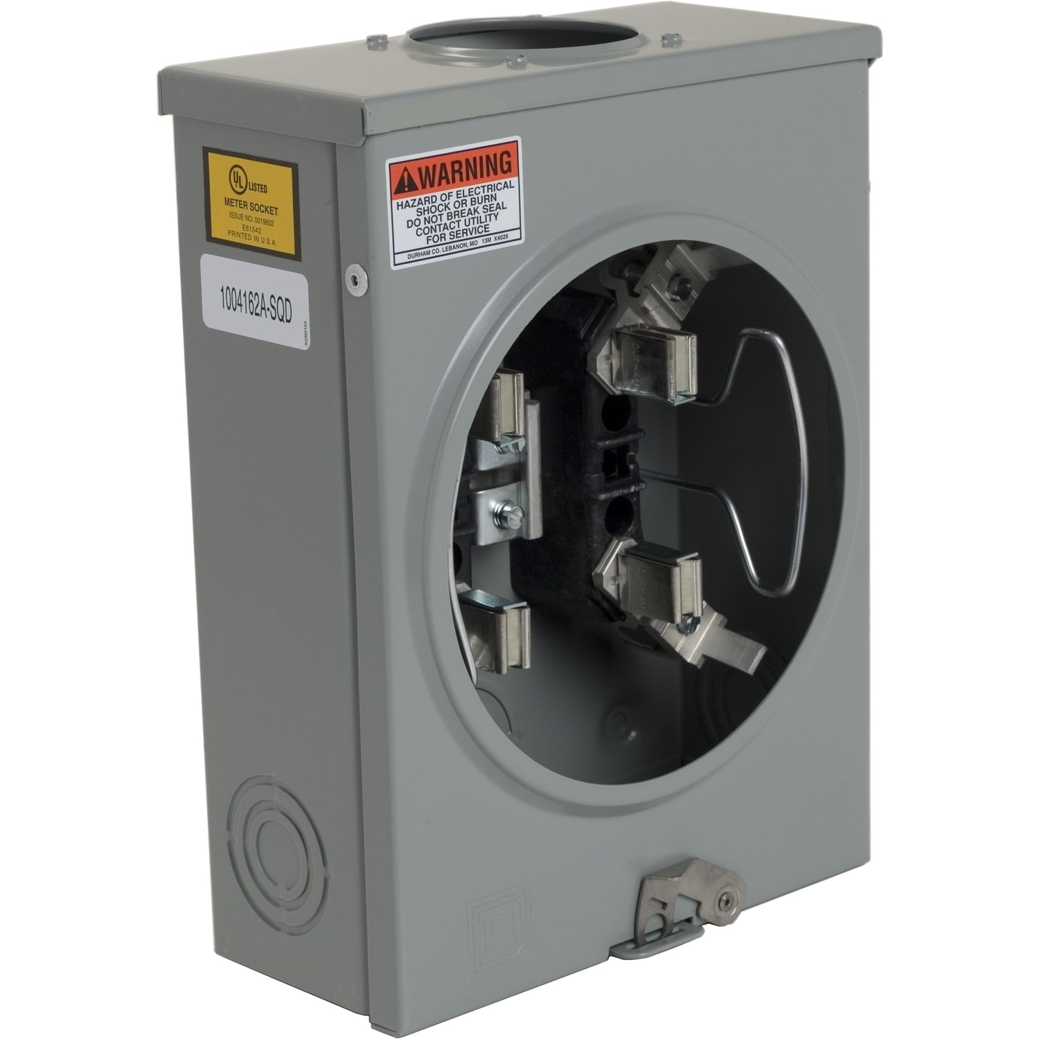 1004162A Meter Socket, Ringless, 1 Phase, 3 Wire, 4 Jaw, Series A, No Bypass, with no release
