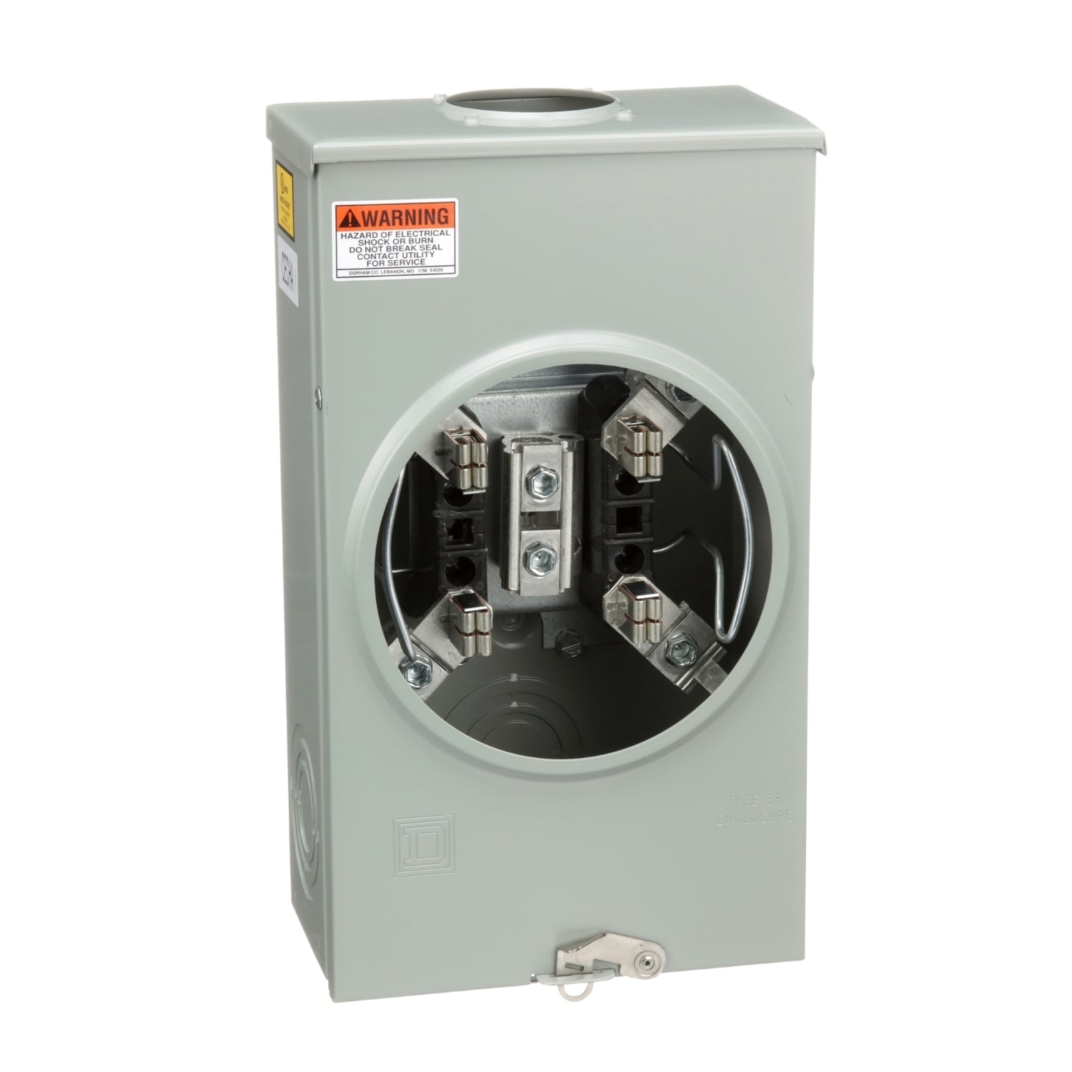 1007665 Meter Socket, 200 Amp, 600V, 1 Phase, Ringless, 4 Jaw without release, Horn, NEMA 3R, Steel