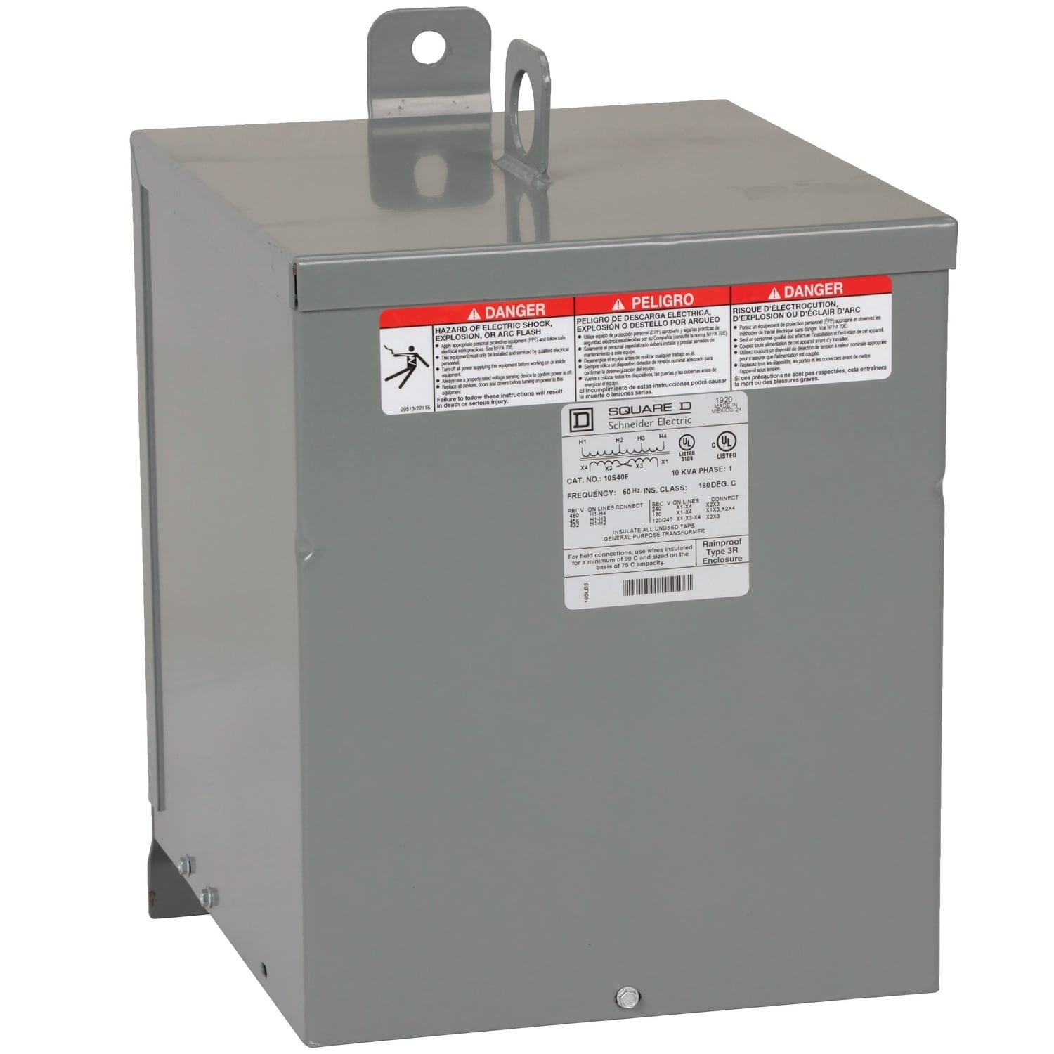 Transformer, dry type, encapsulated, 10kVA, 1 phase, 480V primary, 120/240V secondary, 13B, 115C rise [TAA]