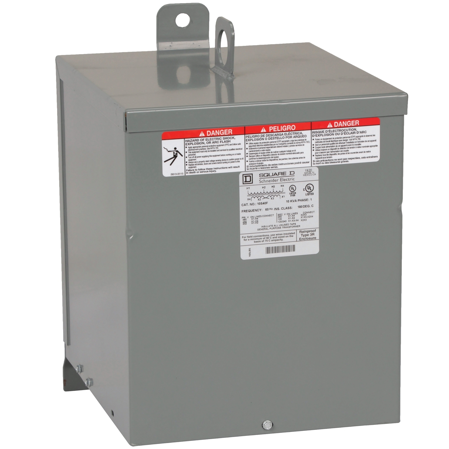 Transformer, dry type, encapsulated, 10kVA, 1 phase, 480V primary, 120/240V secondary, 13B, 115C rise [TAA]
