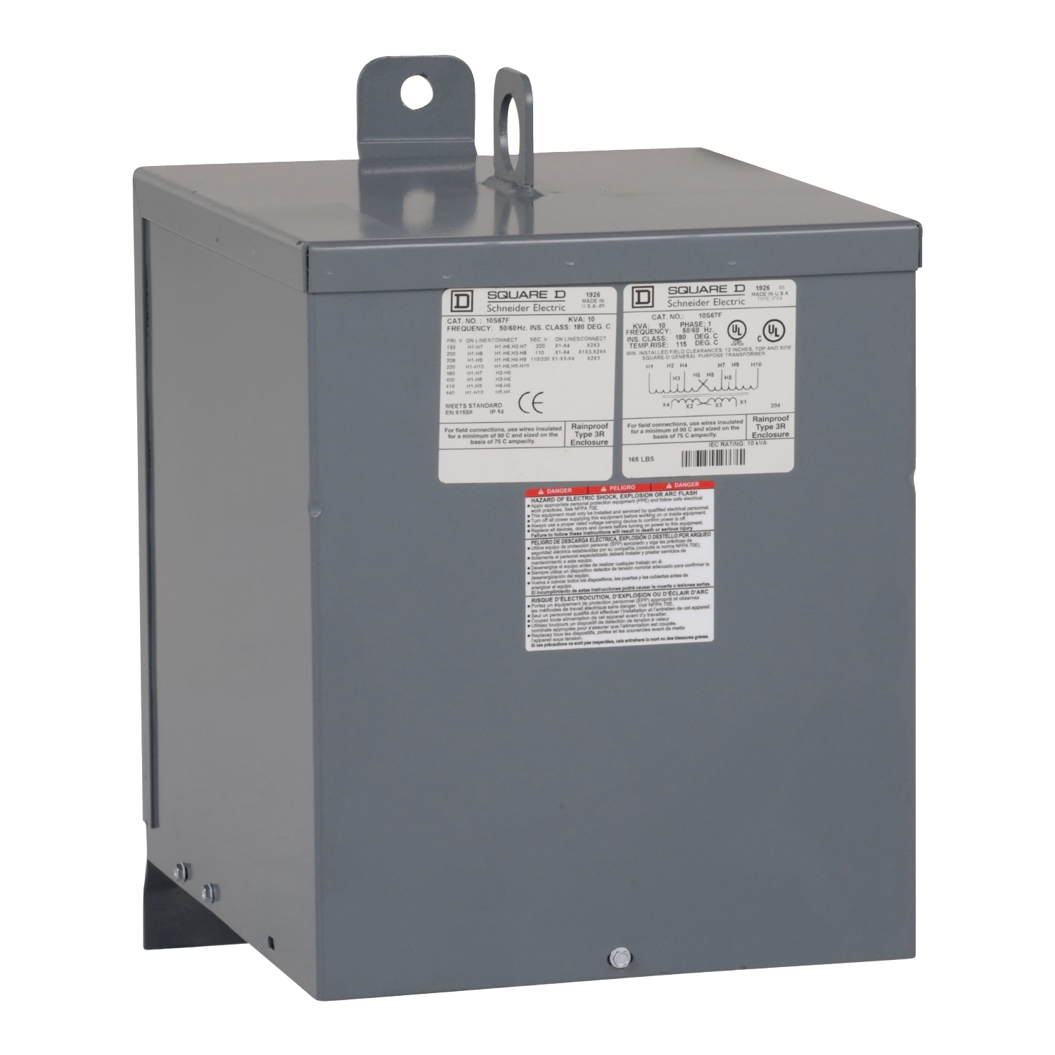 Transformer, dry type, encapsulated, 10kVA, 1 phase, multiple voltages, 13B, 115C rise [TAA]