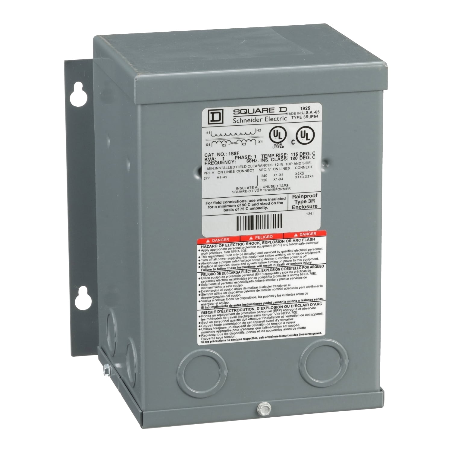 Transformer, dry type, encapsulated, 1kVA, 1 phase, 277V primary, 120/240V secondary, 7A, 115C rise [TAA]