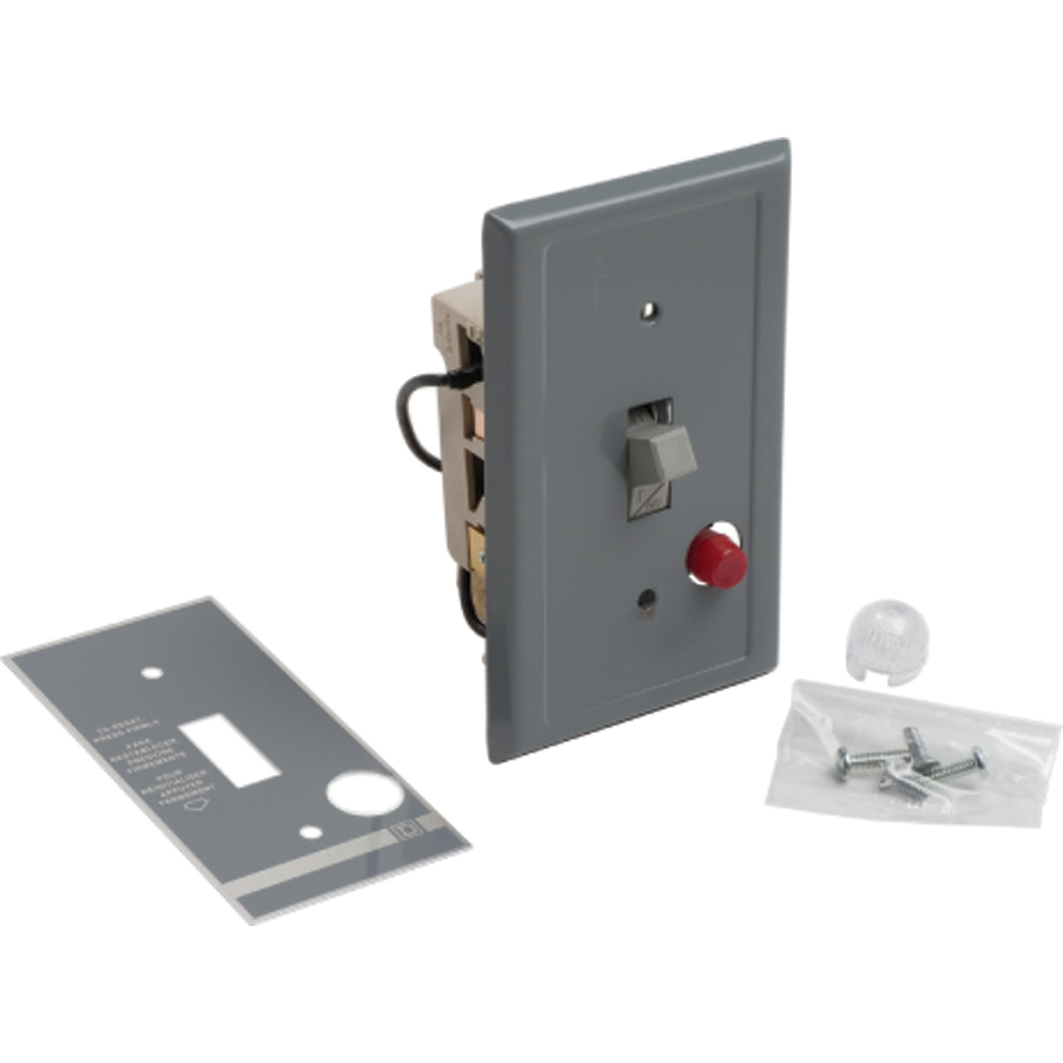 Single Unit Manual Starter, Type F, 277V AC, 16A, 2P, sheet steel enclosure, toggle switch operator, red indicator