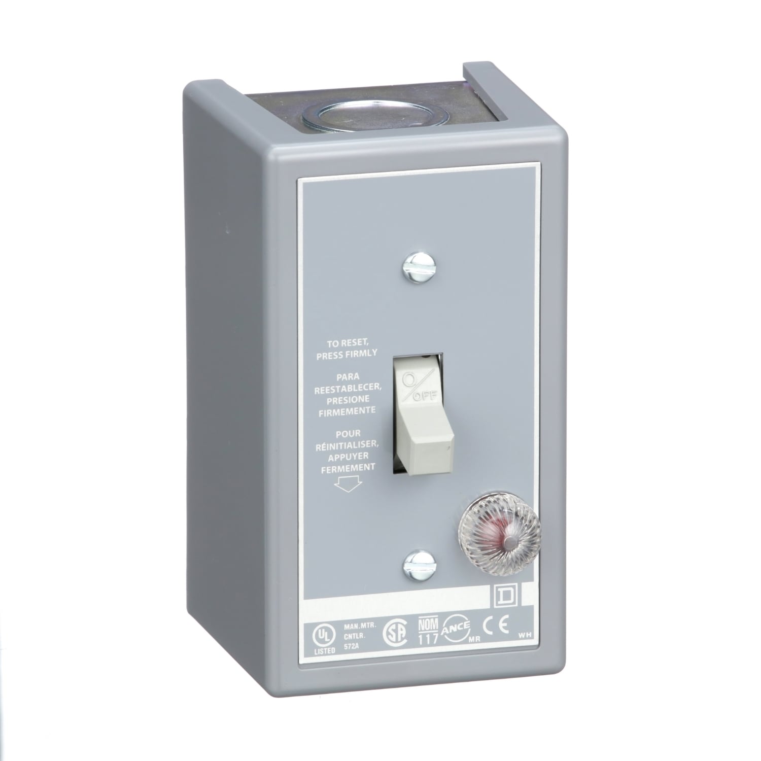 Manual Starter, fractional horsepower, 16A, 1 pole, 1 HP at 277 VAC, toggle operated, red indicator, NEMA 1 enclosure