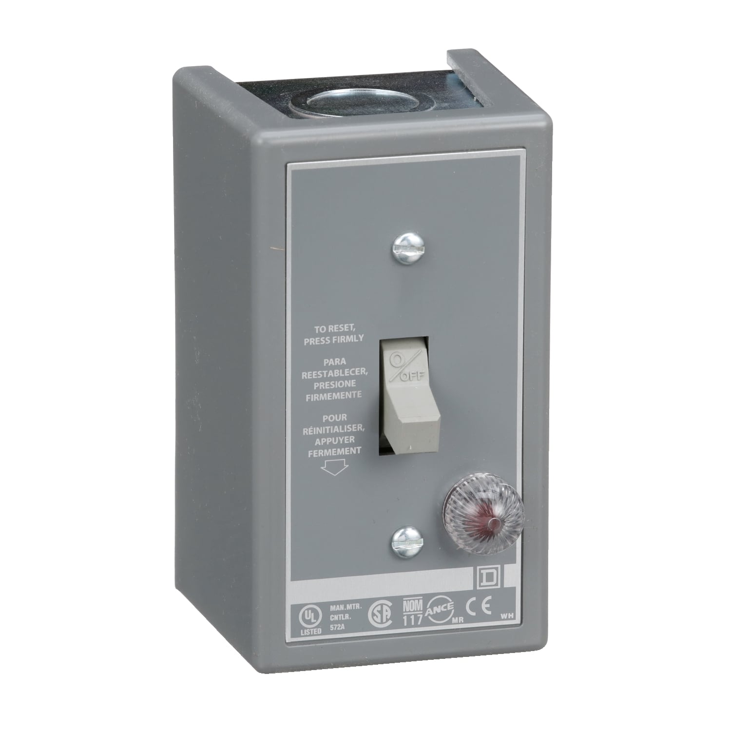 Manual Starter, fractional horsepower, 16A, 2 poles, 1 HP at 277 VAC, toggle w/guard, red indicator, NEMA 1 enclosure