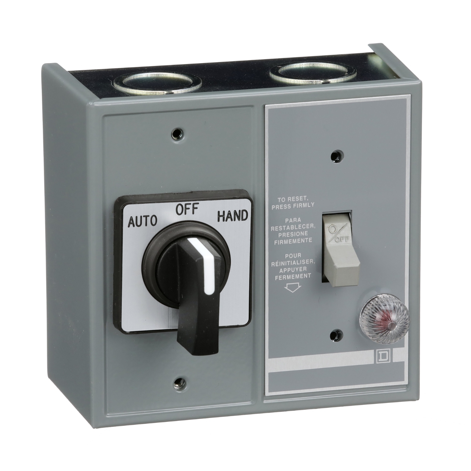Manual Starter, fractional horsepower, duplex, 16A, 1 pole, 1 HP at 277 VAC, toggle and selector, red indicator, NEMA 1