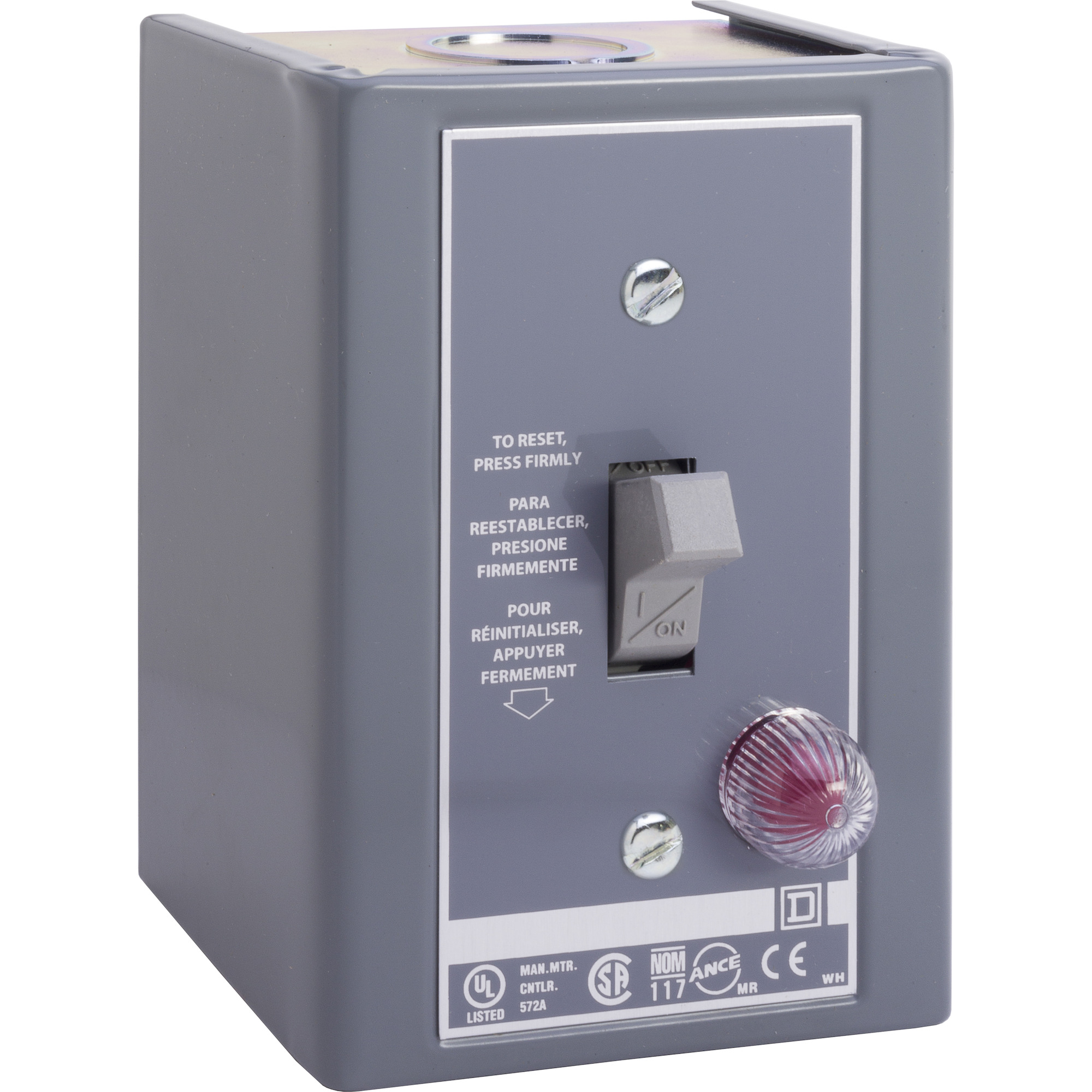 Manual Starter, fractional horsepower, 16A, 1 pole, 1 HP at 277 VAC, toggle w/guard, red indicator, NEMA 1 oversized