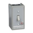 Switch, manual, 30A, 2 pole, 3 HP at 575 VAC, single phase, toggle operated, red 115 VAC indicator, NEMA 1 enclosure