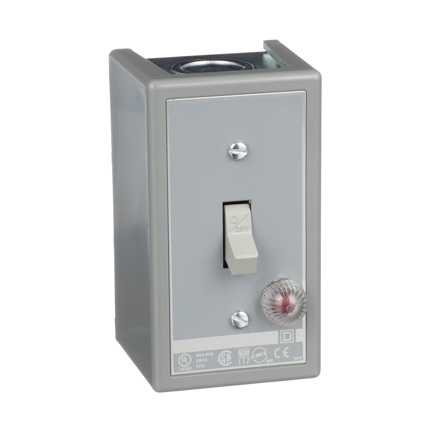 Switch, manual, 30A, 3 pole, 10 HP at 575 VAC, three phase, toggle operated, red 440/600 VAC indicator, NEMA 1 enclosure