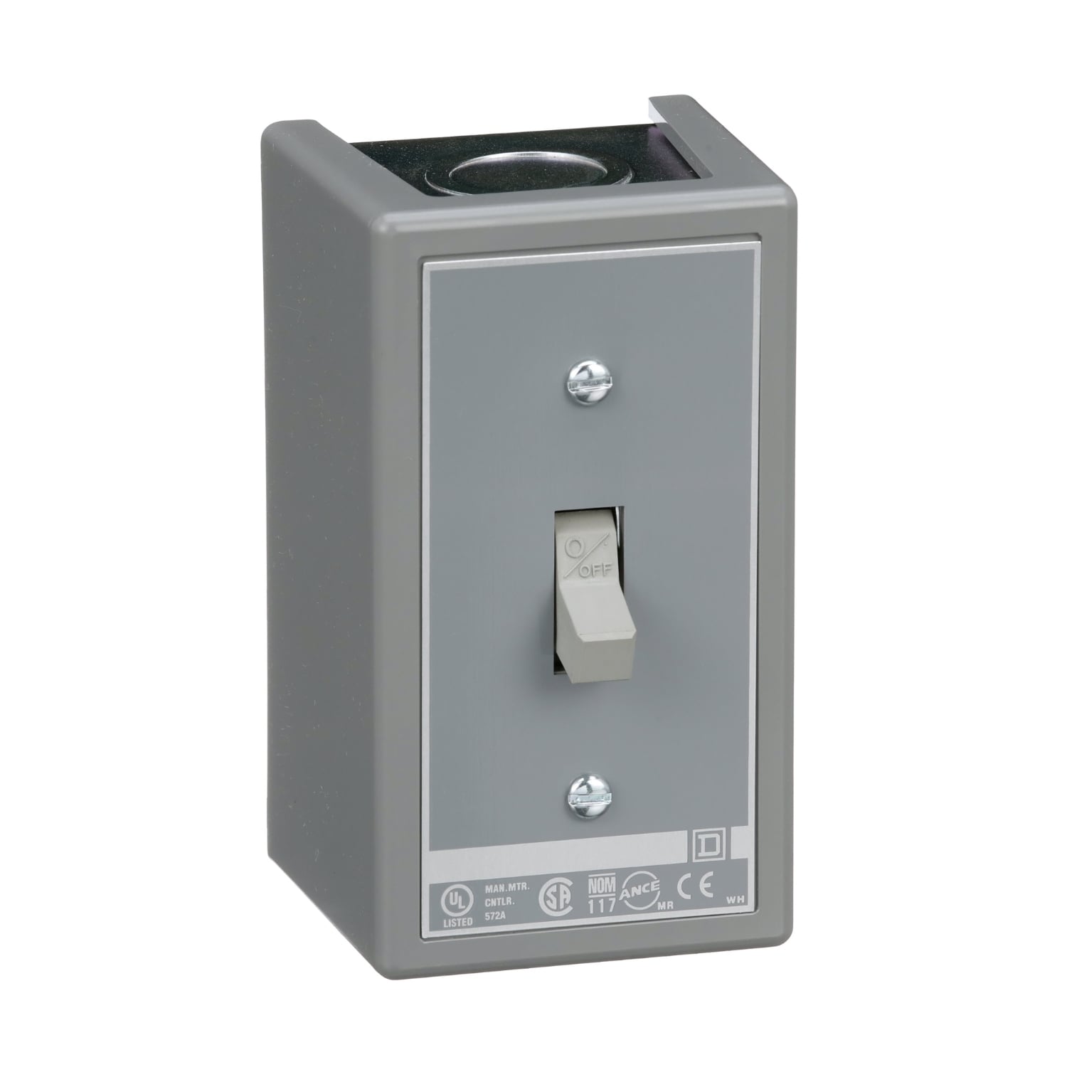 Switch, manual, 30A, 3 pole, 20 HP at 575 VAC, three phase, toggle operated, no indicator, NEMA 1 enclosure