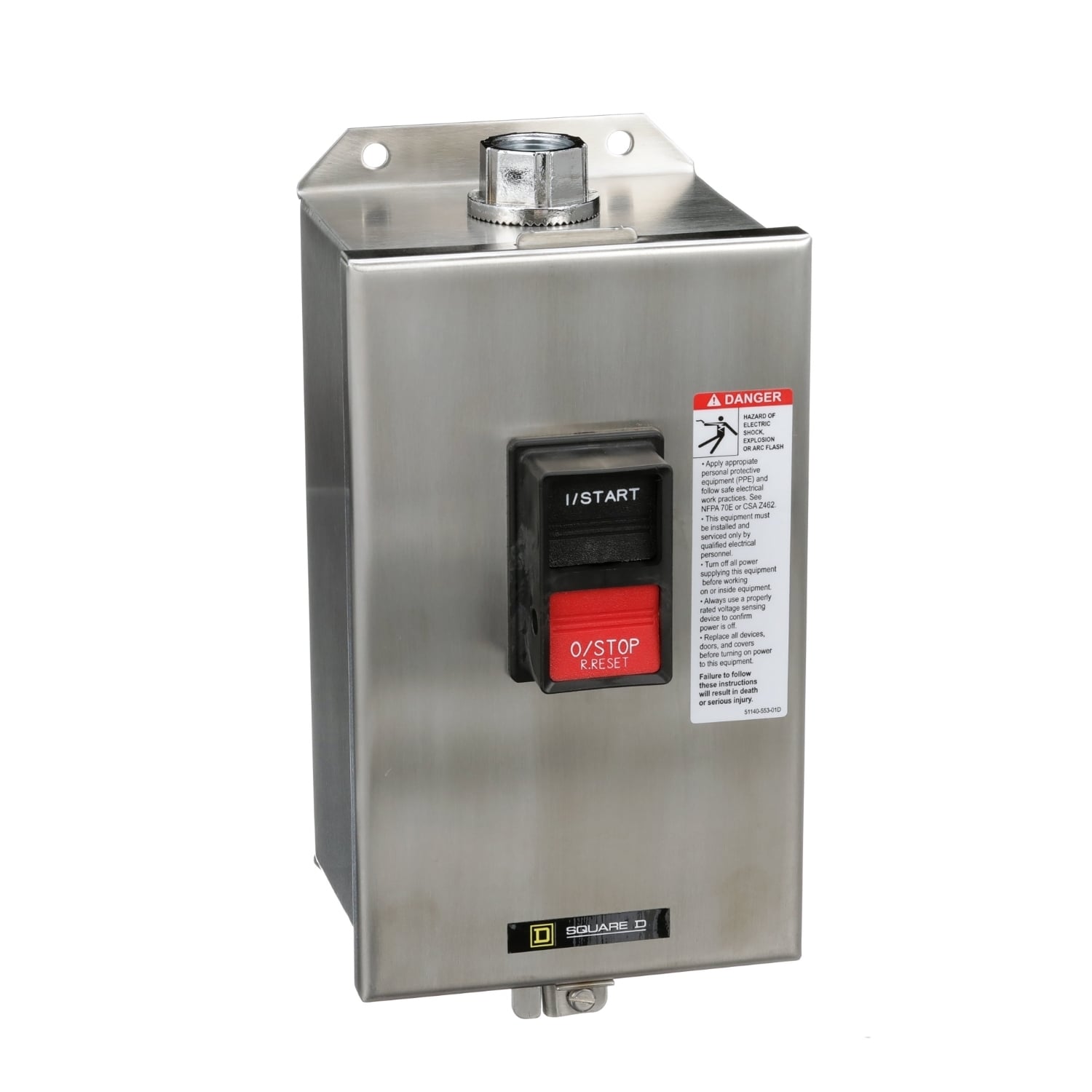 Manual starter, integral horsepower,  NEMA M0, 600VAC, 3 pole, 5HP at 380/575VAC, 3 phase, no indicator, NEMA 4/4X