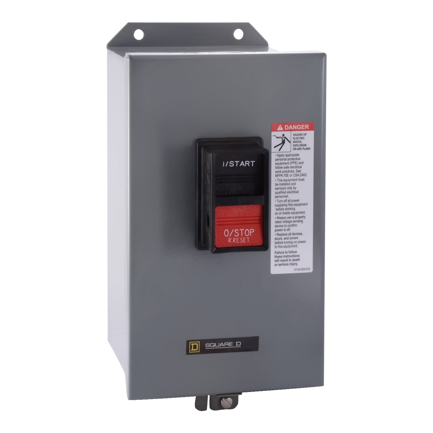 Manual starter, integral horsepower,  NEMA M1, 600VAC, 3 pole, 10HP at 380/575VAC, 3 phase, no indicator, NEMA 12