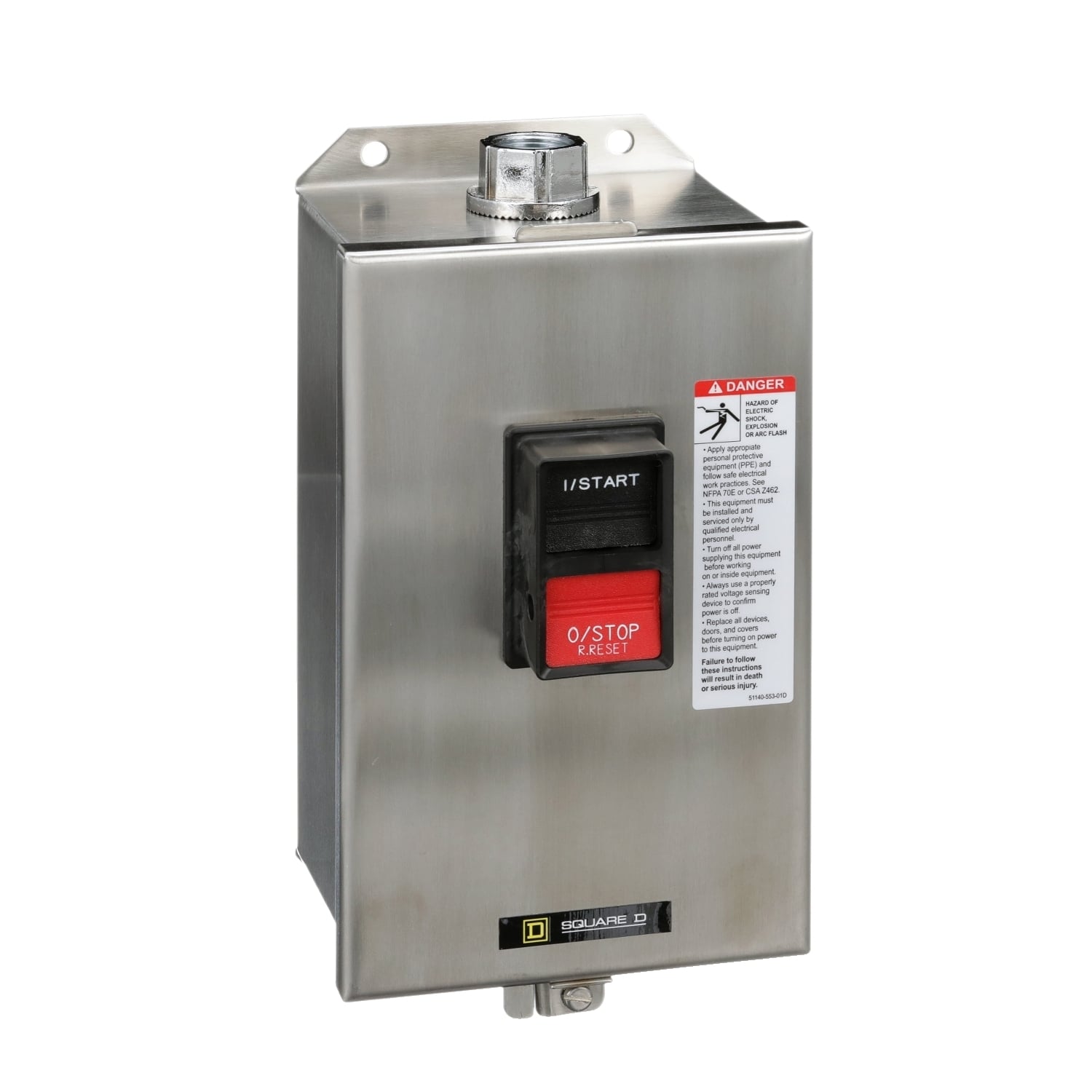 Manual starter, integral horsepower,  NEMA M1, 600VAC, 3 pole, 10HP at 380/575VAC, 3 phase, no indicator, NEMA 4/4X