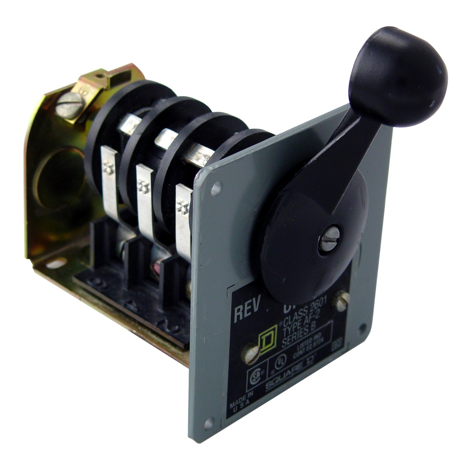 Switch, reversing drum, 2 HP at 230 VAC single phase, 2 HP at 575 VAC polyphase, handle operated, NEMA 13 flush