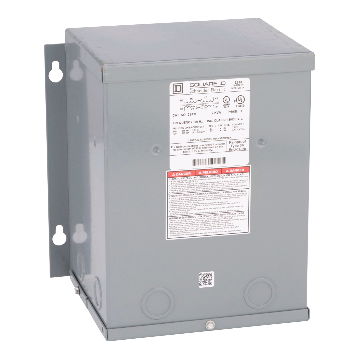 Transformer, buck boost, encapsulated, 2kVA, 1 phase, 120x240V primary, 12/24V secondary, NEMA 3R, 115C rise