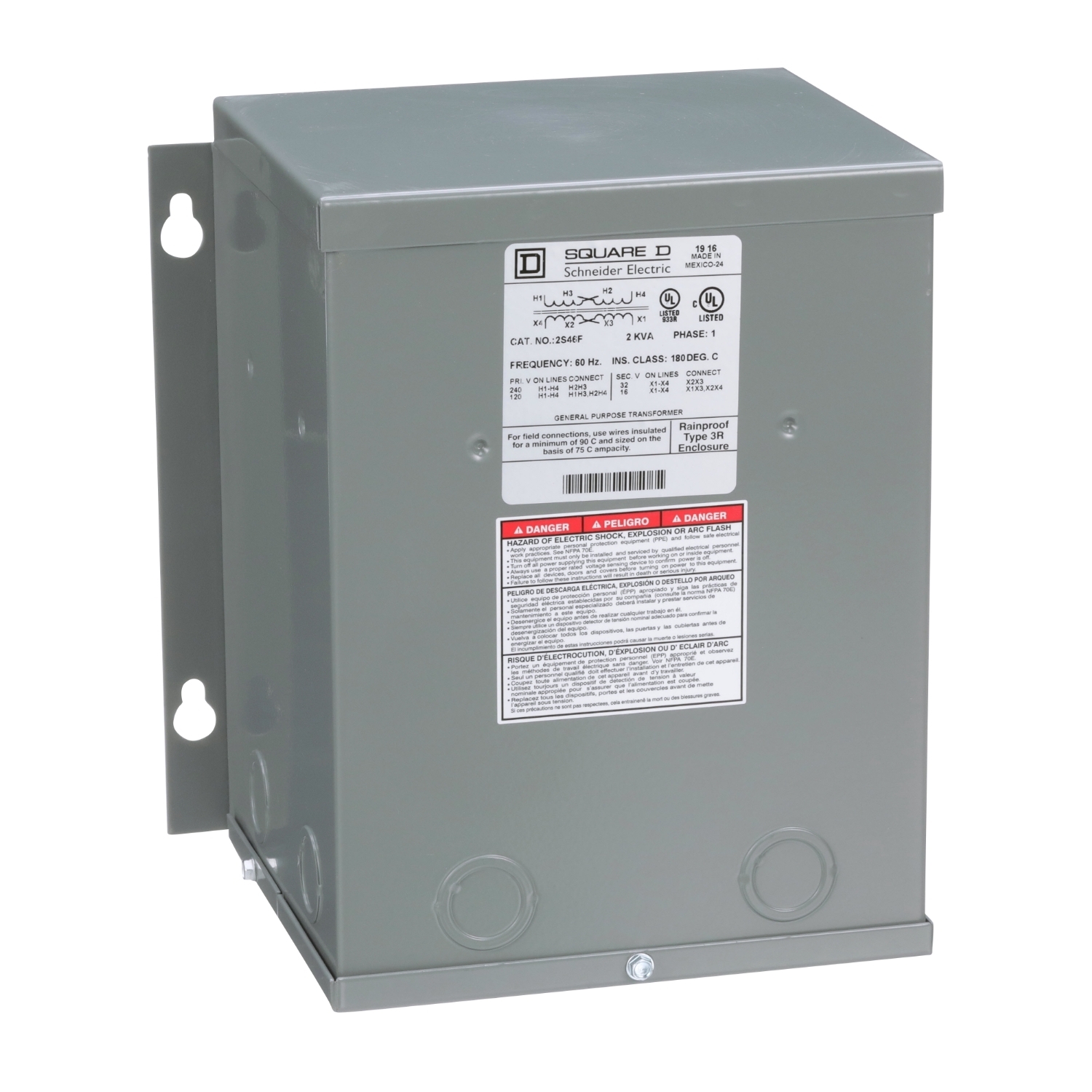 Transformer, buck boost, encapsulated, 2kVA, 1 phase, 120x240V primary, 16/32V secondary, NEMA 3R, 115C rise