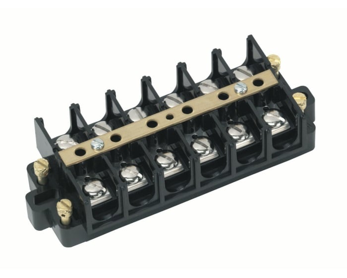 3090TB6 Shorting Terminal Block, For Use With Toroidal Current Transformers, 6 Poles, 600 V, 75 A